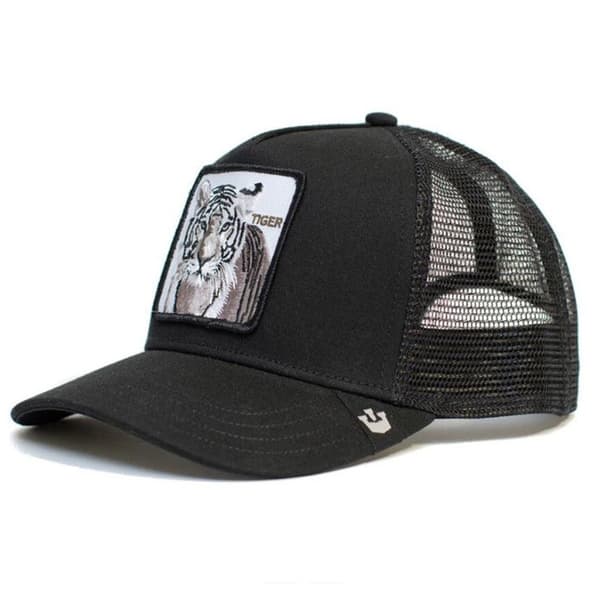 Fiskenettlue med brodert dyredesign Tiger Black