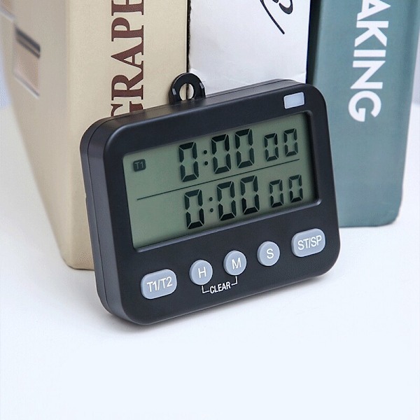 Dobbel kjøkkentimer digital for matlaging, nedtelling