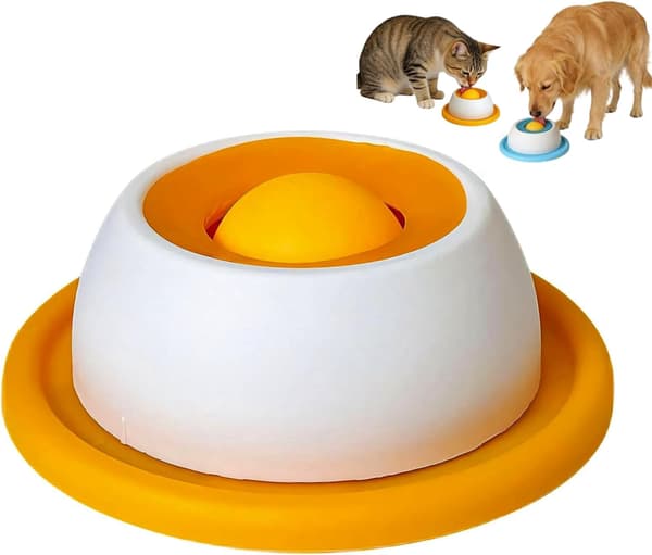 Interaktiivinen koiran lelu ja hidas syöttölaite koirille ja kissoille Yellow (Cat)