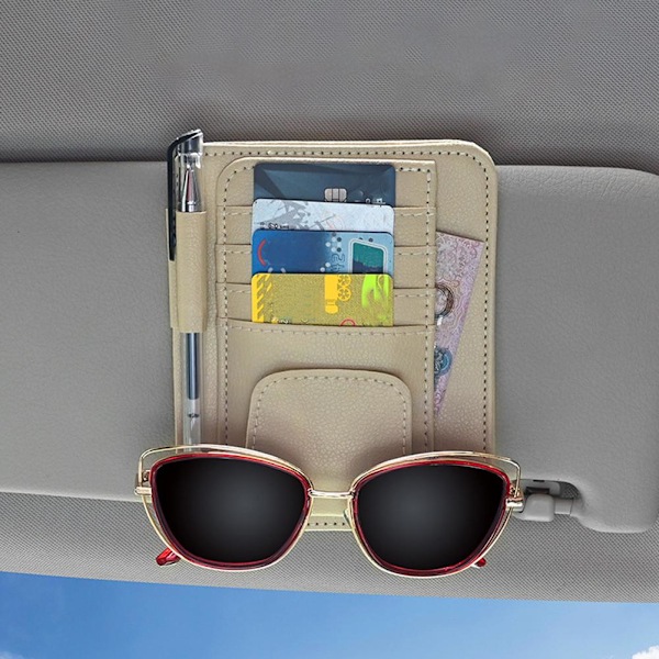 Bilsolskydd Organizer med Flera Fack Inredningsdekor Fickor beige One-size