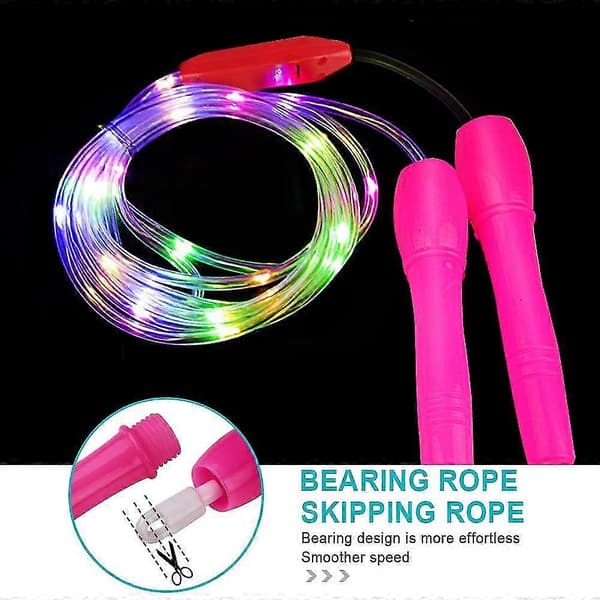 2-pakke LED hoppetau Justerbar lengde 3 lysmoduser Hastighetshopping