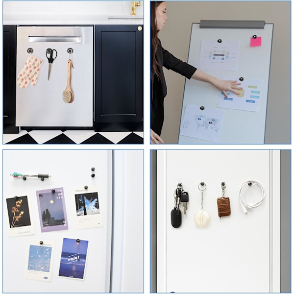 30-pakkaus pieniä neodyymimagneetteja jääkaappiin, valkotaululle, askarteluun, kotitoimistoon ja kouluun, mustat minimagneetit Black 30PCS
