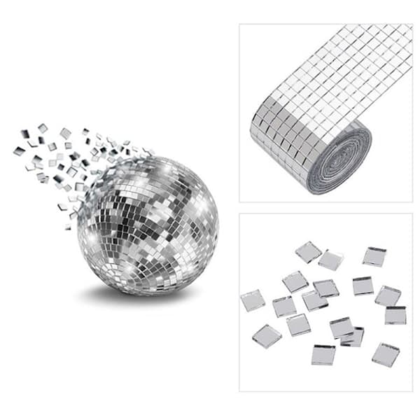 Mirror Mosaic Tile Stickers DIY Self-Adhesive Mini Square Acrylic Silver 4*60cm Silver[GPA] 4*60cm Silver