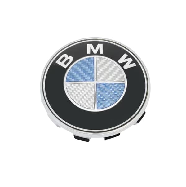 4-pakning BMW senterkopper / hjulnav-emblem 68mm Carbon