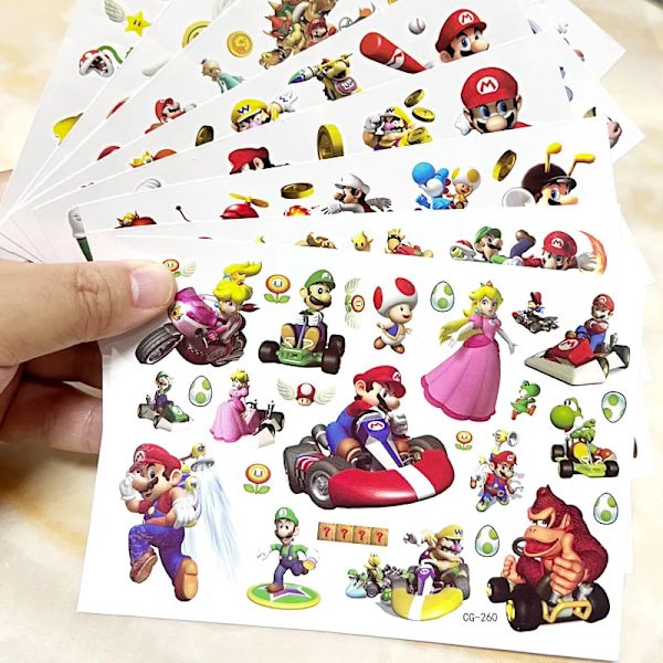 Super Mario Bros -tatuointitarrat Kawaii Anime -hahmolelut Lasten Hyvää Syntymäpäivää Juhlakoriste[GP]