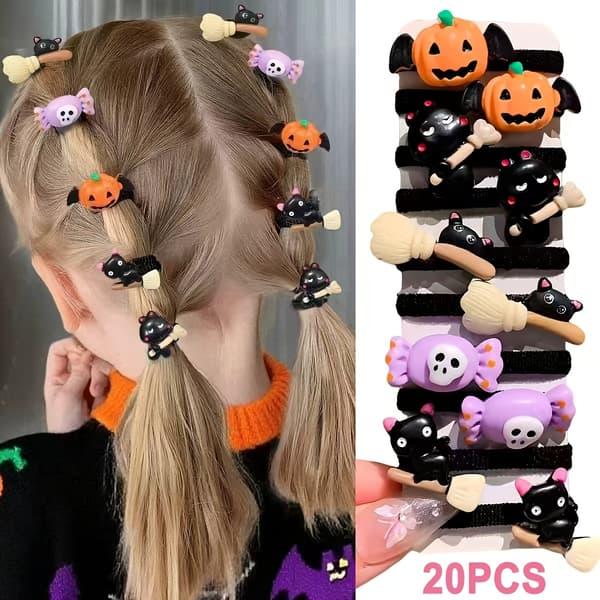 Halloweenhårband för flickor med pumpa- och häxhattsmönster, festpresenter Multi A (20pcs)