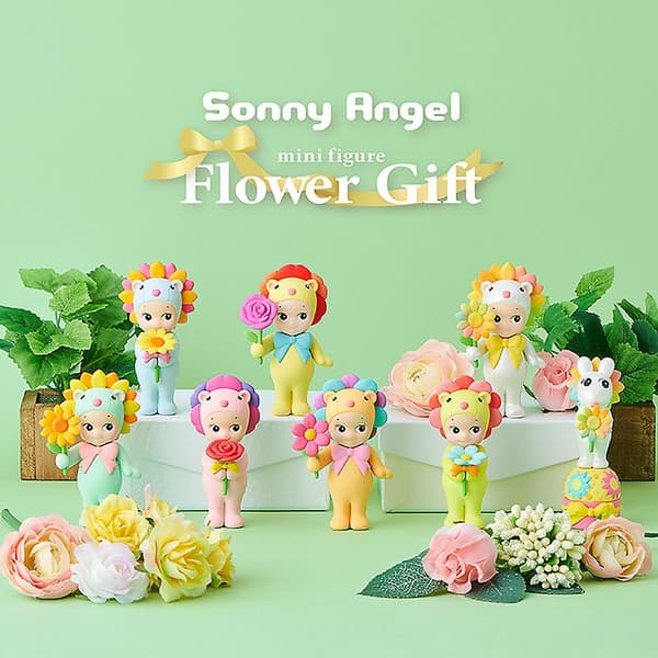 Sonny Angel Blind Box - Blomsterserie - Dockdekoration, flickpresent, blindbox med regnbågsmaskrosor och lejonblommor Random 1 box