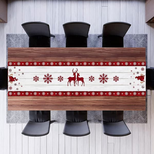 Christmas Table Runner 180 cm long, Merry Christmas Gnomes Jute Table Runner-yux