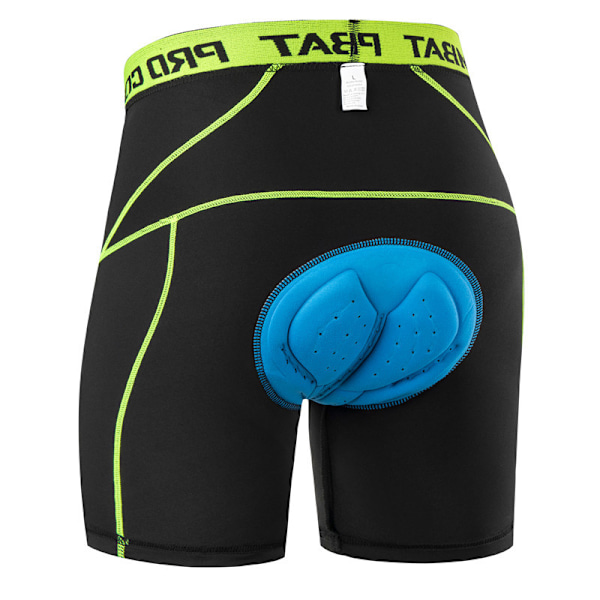 Herrcykelbukser 3D-polstrede MTB cykelbukser åndbare Sort-Grøn Black-Green 2XL