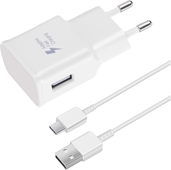 Fast Charger, 1.2m Cable, Compatible with Samsung Galaxy S22 S21 S20 S8 S10 S9 Plus Note 7 8 9 10 A53 LG, HTC white