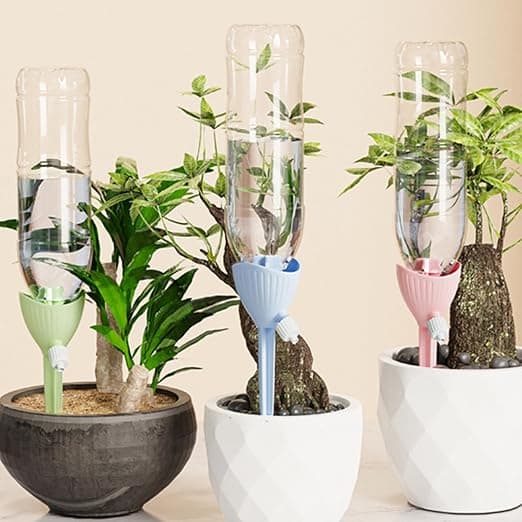 4 x droppflaskor, växtvattendispenser, justerbart automatiskt bevattningskit, droppbevattningskit för växter, blommor, trädgård, krukväxter