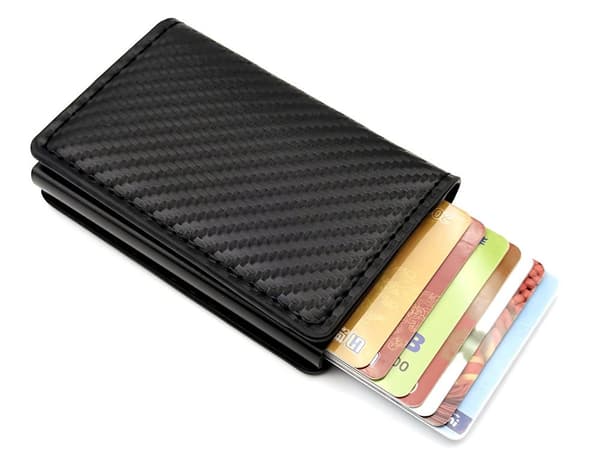 Miesten RFID-lompakko - Musta, korttipaikoilla, ekonahkaa