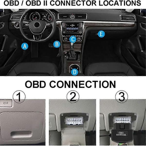 Dashcam OBD-kabelsæt, Dashkamera USB Type C-kabelsæt med OBD-strømkabel til Dashcam 12- Black