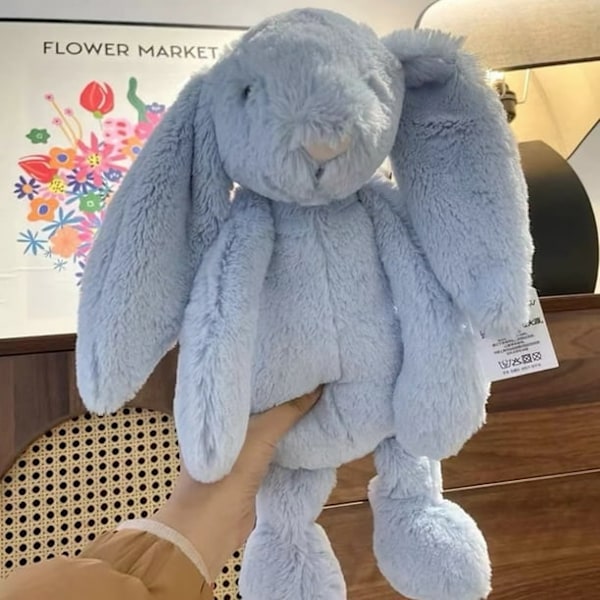 Jellycat Bashful Kaninbamse, 34 cm Blødt Legetøj - Perfekt Gave til Børn Piger Drenge Kvinder blue