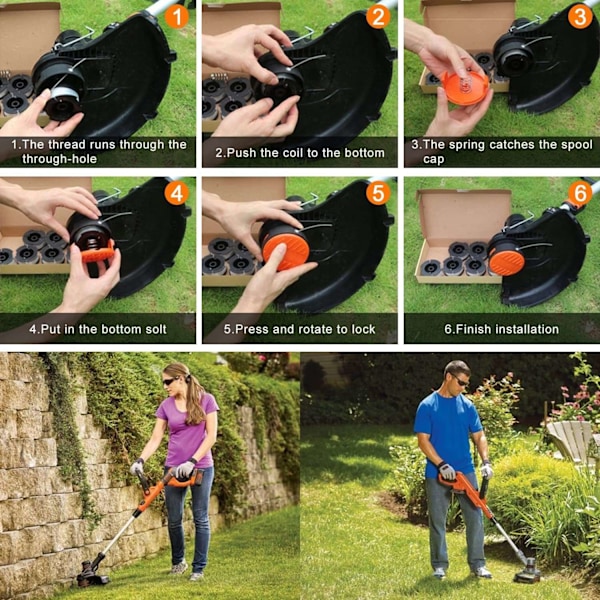 Trimmersnøre spole til Black and Decker Trimmere, 6 Trimmersnøre-Xin