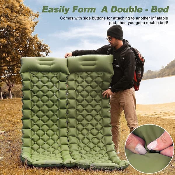 Self-inflating sleeping pad - Self-inflating with built-in foot pump - 195x60x7 cm - Sleeping pad - Sleeping mat - Camping mattress - Camping bed