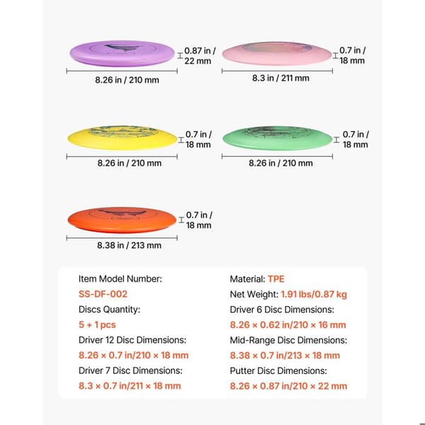 Discgolfsæt - DUOKU - 6 Discs - TPE - Letvægt - Til Begyndere og Erfarne