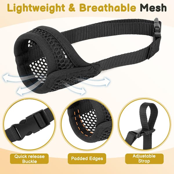Mesh Muzzle for Short Snout and Small to Medium Dogs Anti-bite Black[GPA] Black XS