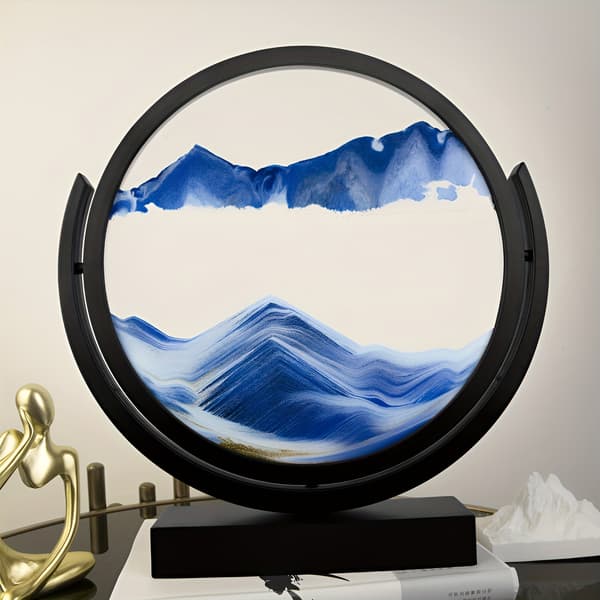 Bevegelig sandkunst flytende bevegelse kvikksandmaleri 3D dynamisk sandkunstdekor Blk Frame-Blue