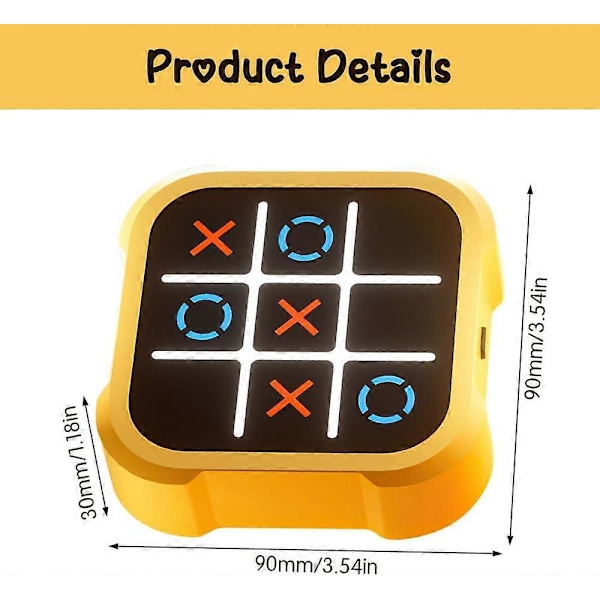 Elektronisk Tic Tac Toe-spill, 3-i-1 bærbar brettspill for barn, digitalt sjakksett