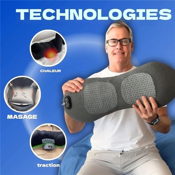 Triple Action Back Therapy, Lumbar Massage with Heat and Vibration, Ergonomic Back Massager