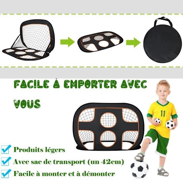 Foldbare fodboldmål til børn - LZQ - 2 i 1 - Multisport - Sort + O svart + orange