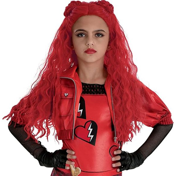 Rød paryk til piger, Descendants 4 The Rise of Red kostumetilbehør 120cm
