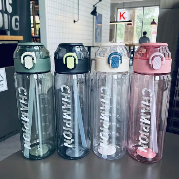 650ML/800ML Halm vannflaske med trykt stilig bærbar sportskopp for innendørs utendørs bruk, hvit White 800ml