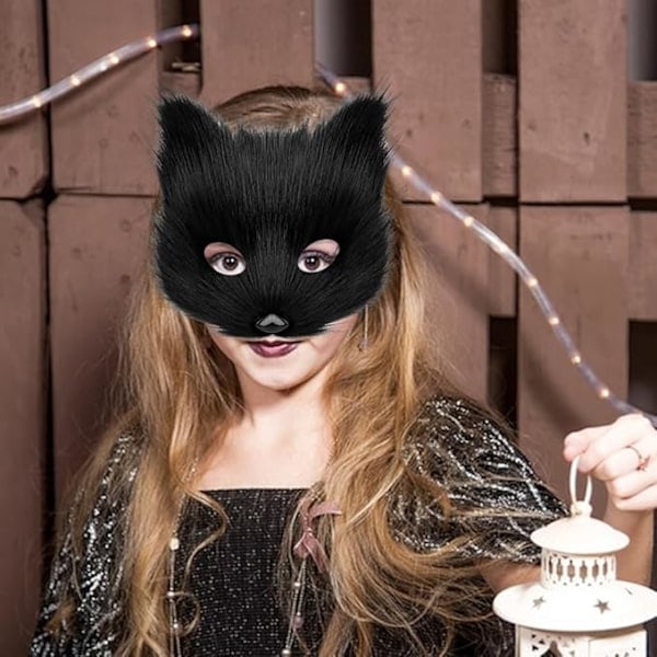 Pehmoinen naamio kettuhännällä ja korvilla, kissanhäntä kettupuku cosplay-asu kissankorvilla ja tassukäsineillä halloween cosplay vihreä Korkea laatu (Pääsiäinen) green