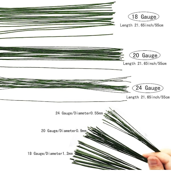 Grön Papperslindad Blomstertråd 55 cm Hantverkstråd 18-24 Gauge för Blomsterarrangemang[GPA]