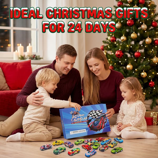 Julkalender med pull-back-racerbilar för barn – Nedräkningspresent Xmas Countdown