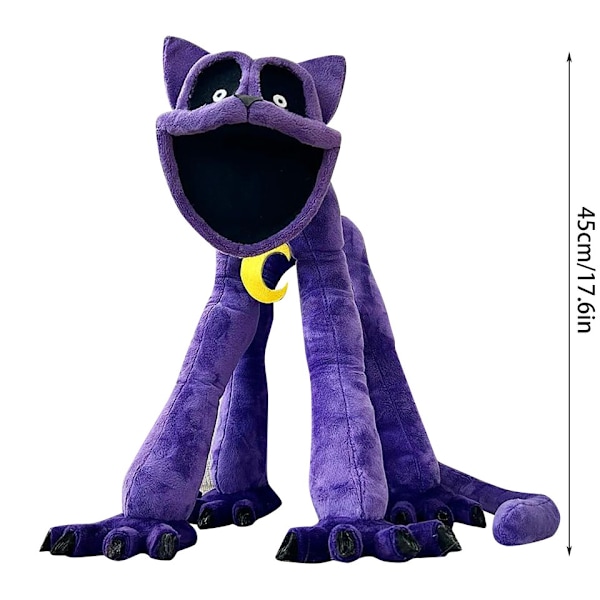 45cm Smilende Critters Plys Kat Nap Dag Blød Udstoppede Dukke Legetøj Børne Gave Dark Purple - 45cm