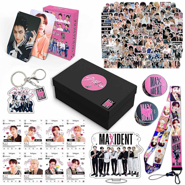 Stray Kids Nya Album Maxident Presentbox Set Kpop Merchandise Fotocards Lanyard Nyckelring Presenter till Skz Fans - Perfekt A
