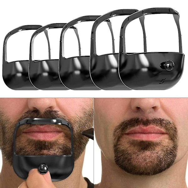 Skæggformer Skæg Mustache Grooming Værktøj Ansigtshår Styling Skabelon Til Mænd 5 Stk/sæt, S black