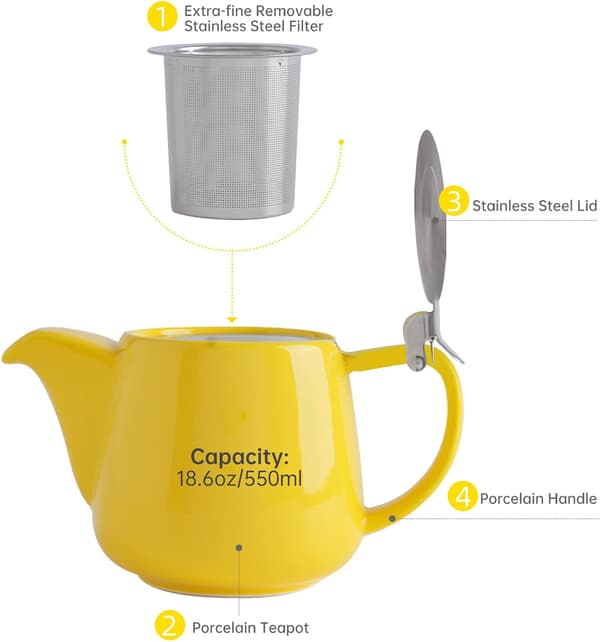 Keramisk Stump Tekande med Infuser til Løs & Blomstrende Te Yellow