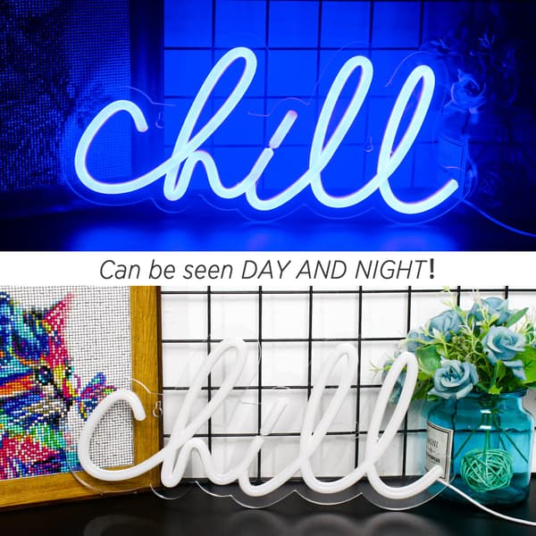 Chill Lyseblå LED Neonskilt Vegglampe for Romdekorasjon
