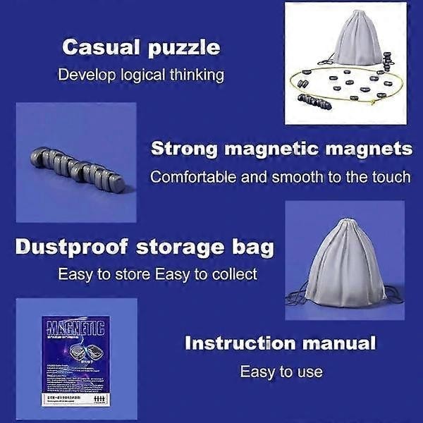 Magnetisk Skakspil - Magnetisk Brætspil - Sjovt Magnetisk Brætspil - Puslespilsstrategispil - Julegave til Børn 1