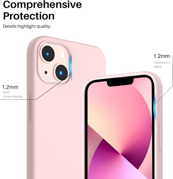 Ultratunt flytande silikonfodral för iPhone 13 - Heltäckande stötsäkert skydd Chalk pink