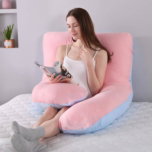 U-muotoinen koko kehon raskauspehmusteen suojapäällinen Pink-Blue
