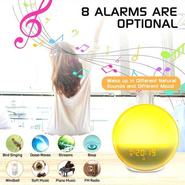 Sunrise Wake Up Light-väckarklocka med digital display och OK to Wake-funktion JN01 White