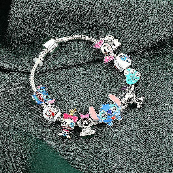 Cartoon Stitch Armband Charm Pärlor Armband Barn Flickor Smycken Gåvor 21cm