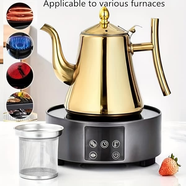 Tekanne i rustfritt stål med avtakbar sil for te og kaffe 1.5L Silvery