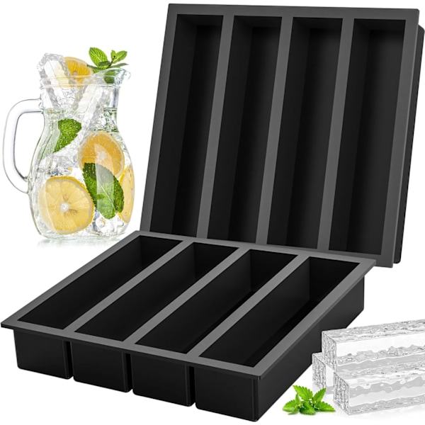 Large Silicone Ice Cube Tray for Kitchen Use, Suitable for Whiskey; Collins Ice Cube Tray Also Suitable for Butter Molds; 2-Pack.