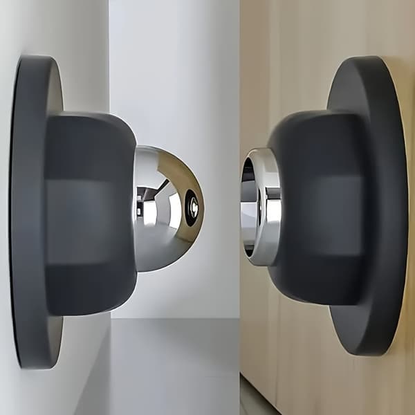 Magnetisk dørstopper med selvklæbende montering for nem installation uden boring White