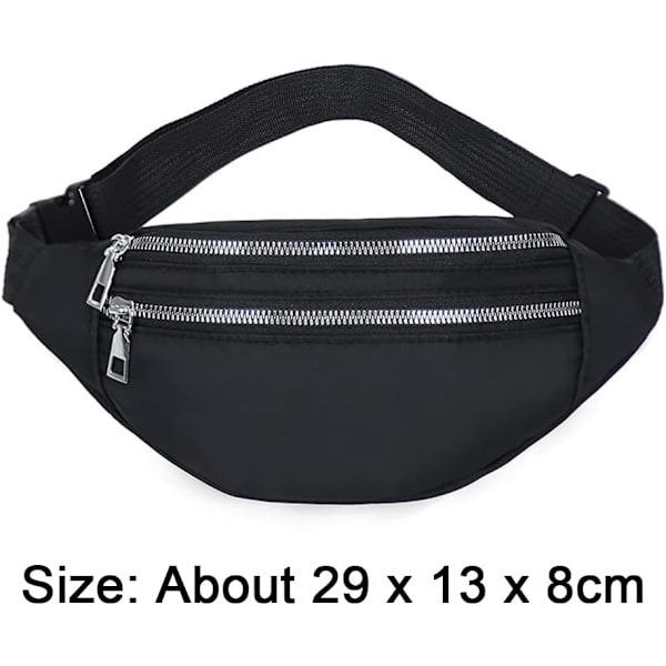 Svart Sport Oxford Cloth Fanny Pack Vanntett Midjeveske Justerbar Treningsveske For Utendørs Sport Trening