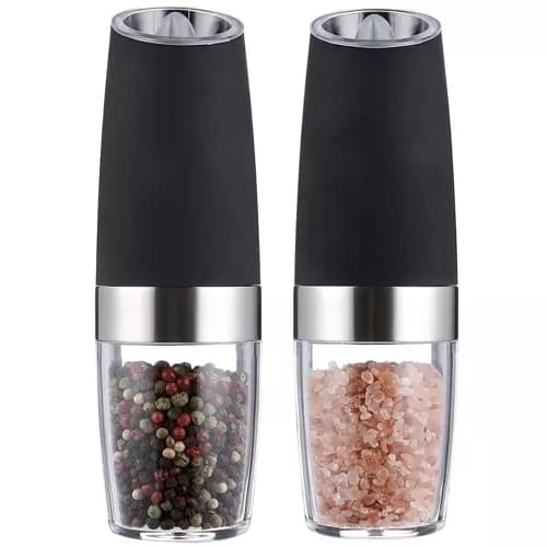 Electric Salt and Pepper Grinders – 2-pack with Gravity Function black Svart