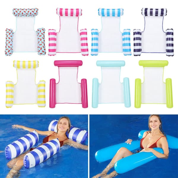 Oppustelig flydende række flydepool seng poolstol Stripe rose red