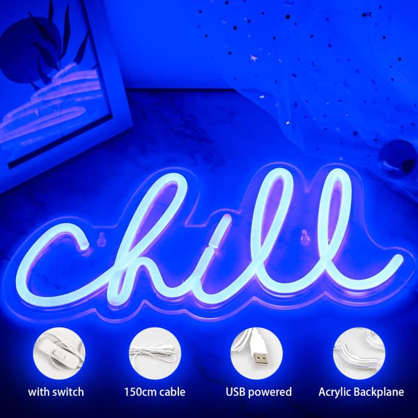 Chill Ljusblå LED Neonskylt Vägglampa för Rumsinredning[GPA]