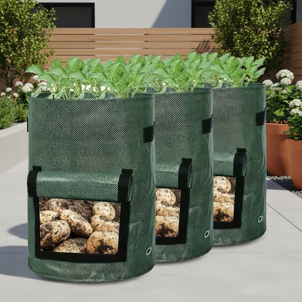 Potatisplanteringspåsar 7 gallon 4-pack med handtag och lock 7-Gallon Green
