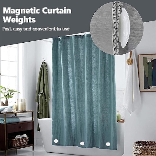 10 Starka Magnetiska Duschdraperityngder, Runda Magnetiska Draperityngder, Förhindrar att Draperifoder Blåser Runt